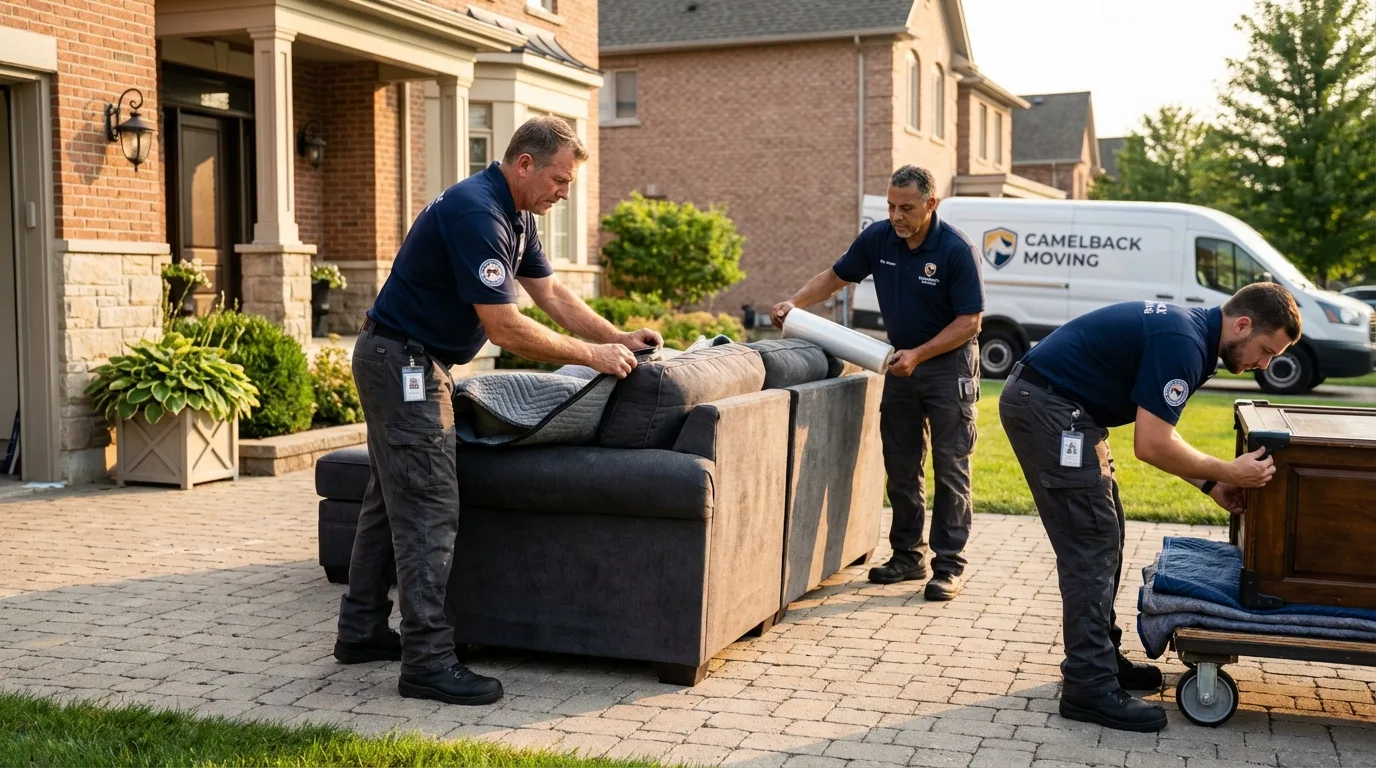 Large estate moving crew wrapping furniture in Lakehurst, NJ