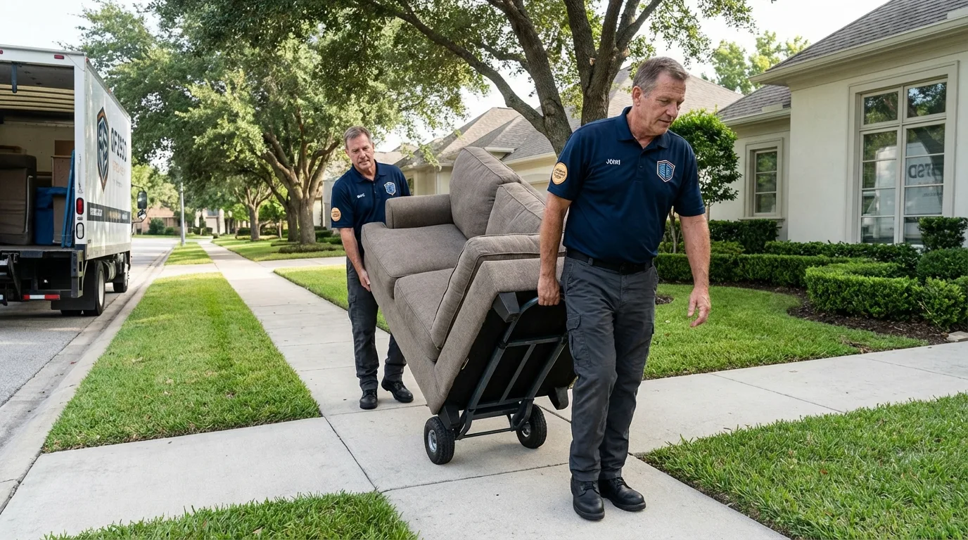 Local residential moving crew loading furniture in Lakehurst, NJ